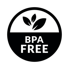 BPA free vector product label on white background. No Bisphenol or plastic free flat sign.