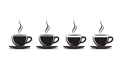 Modern vector illustration of a steaming coffee cup with abstract design elements