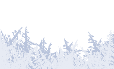 Abstract snowy winter border with intricate frost patterns resembling pine trees creating a seasonal backdrop on transparent background
