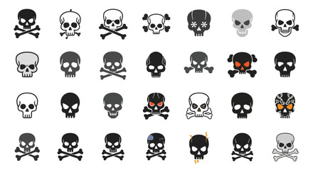 Obraz premium Collection of Skull and Crossbones Illustrations for Halloween.