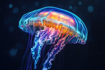 floating alien jellyfish with pulsating neon colors