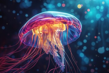 floating alien jellyfish with pulsating neon colors