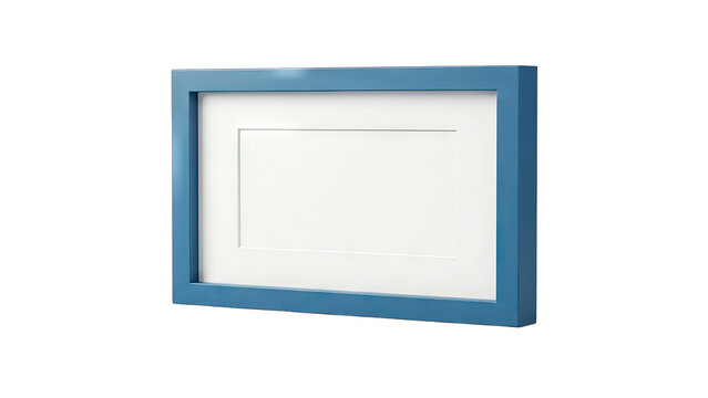 Blue Picture Frame Displayed on White Background