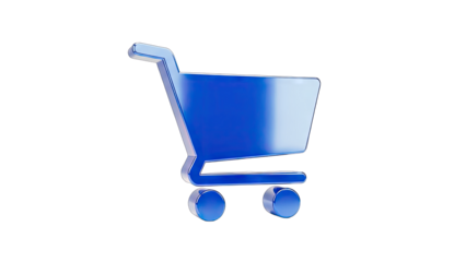 Blue Shopping Cart Icon on White Background