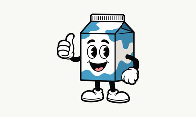 Cartoon milk carton character giving a thumbs up