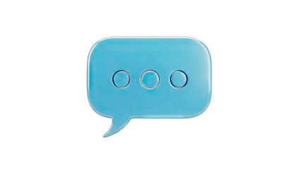 Blue Speech Bubble with Dots on White Background