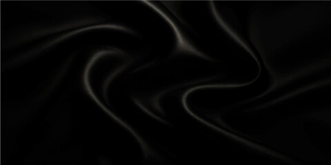 Luxurious black satin and silk fabric background with smooth flowing waves and a soft light texture creating a liquid blue design backdrop for an elegant textile pattern