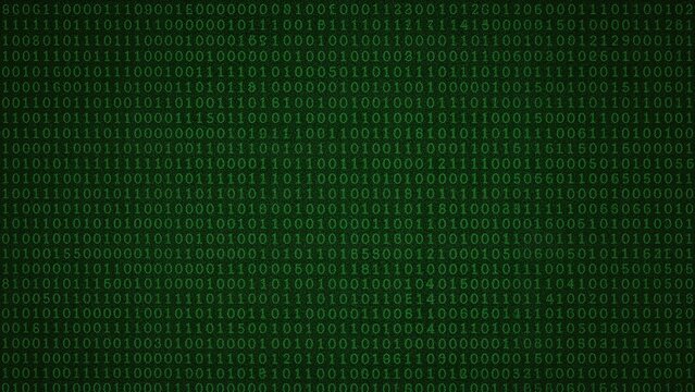 Binary code pattern with green digits on a black background, representing digital data or computer code.