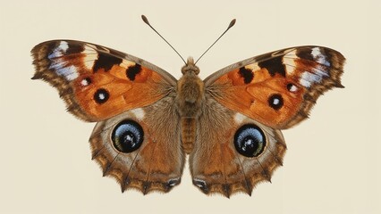 Butterfly with orange and brown wings featuring eye-like patterns, labeled as 1890.