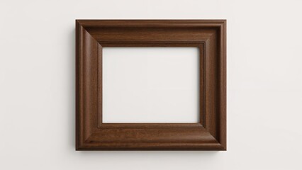 Empty wooden picture frame on white background