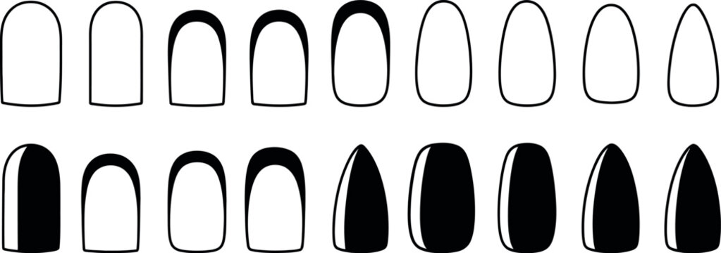 Collection of Nail Art Designs with Various Patterns and Shapes