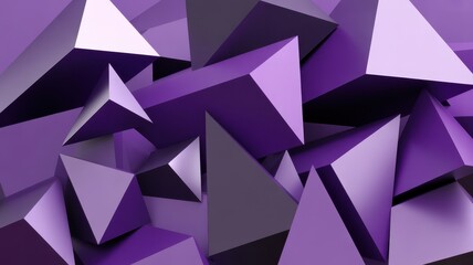 Fototapeta premium Abstract background of piled purple and dark geometric pyramid shapes