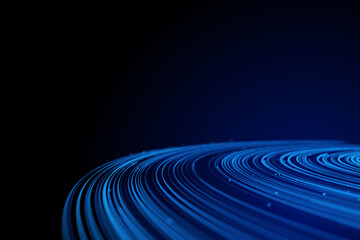 Elegant blue light streaks flowing on a dark abstract background with glow effects.