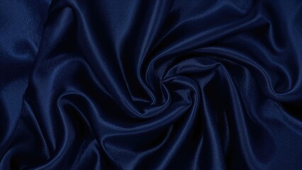 Obraz premium Dark navy blue satin fabric with soft folds and smooth texture.