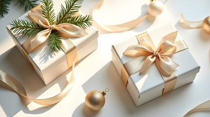 Luxury Gold and White Christmas Flatlay