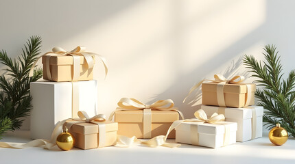 Elegant Festive Flatlay with Ornaments