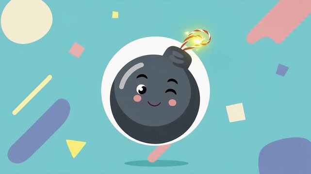 Cute cartoon piggy bank facing a playful scene with a bowling ball and pins