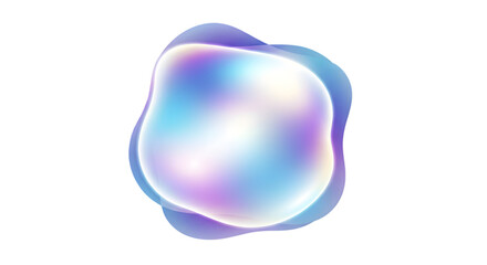 Iridescent blob isolated on transparent background with smooth and shiny surface