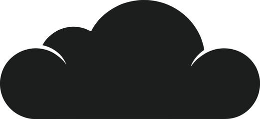 Minimalist black cloud silhouette icon for weather, internet, storage, and digital interface design on white background