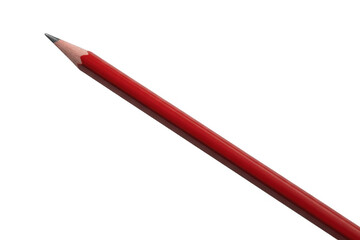 Red colored pencil with sharp tip isolated on a transparent background