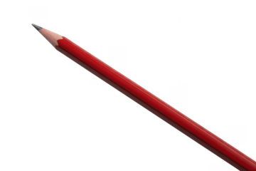 Red colored pencil with sharp tip isolated on a transparent background