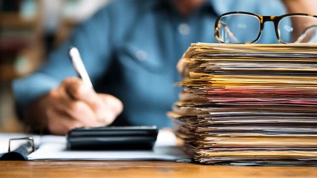 Team member organizing paperwork and validating financial records for smooth mortgage payoff and property transfer closing.