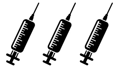 medical syringe injection icon set