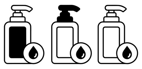 skincare cosmetic dispenser bottle icon set