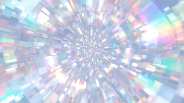 A vibrant burst of colorful pixels radiating outward, creating a dynamic and energetic visual effect.