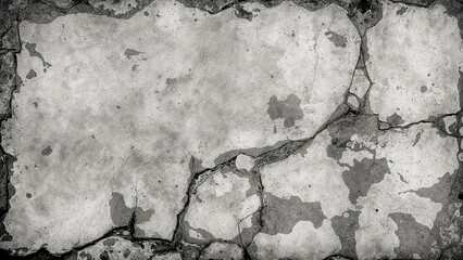 Cracked and weathered concrete surface with visible fractures and textures.