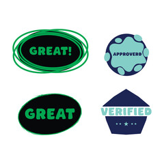 Modern 'Approved' and 'Accepted' stamp Set: Speech Bubble Designs for Digital Documents and Web Graphics