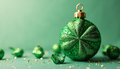 Green Clover Ornaments and Confetti