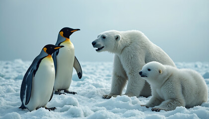 Penguins and Polar Bears on Ice
