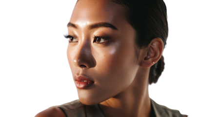 Close-up Portrait of a Young Woman with Radiant Skin in Soft Light