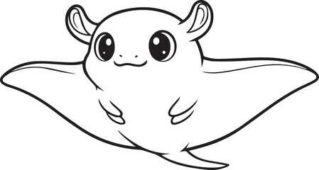 Bold line fish designed in a clean soft minimal underwater animal style line art one line art