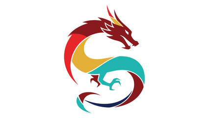 Stylized Dragon Illustration with Vibrant Colors and Dynamic Pose.