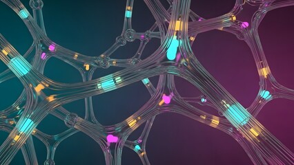 Abstract visualization of interconnected neural pathways with glowing nodes representing synaptic activity.