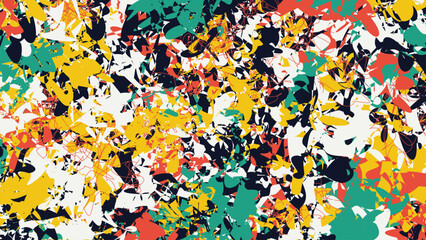 Vibrant Abstract Artwork with Colorful Splashes and Dabs on White Background