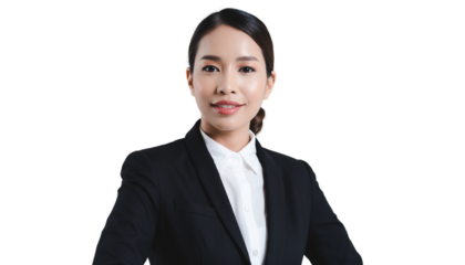 Portrait of a confident young Asian businesswoman smiling in professional attire