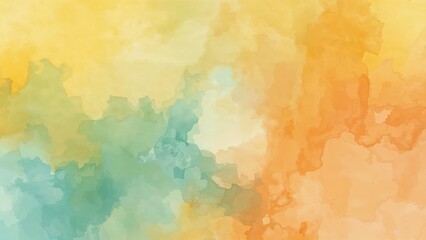 Obraz premium Colorful watercolor abstract background with shades of orange, yellow, and teal. Artistic and vibrant design.