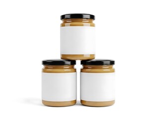 Three jars of honey stacked together