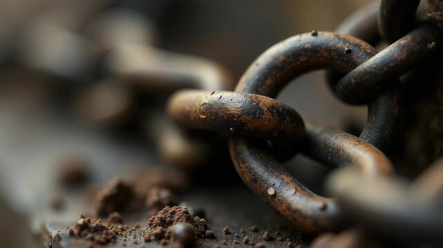Video A close-up shot of a chain covered in dirt and grime