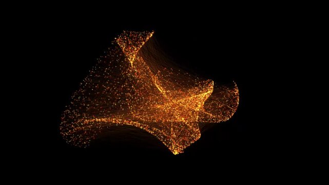 Beautiful mesh made of gold threads fluctuating against a black background