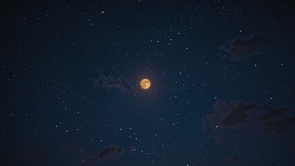 Night sky with moon and stars visible.