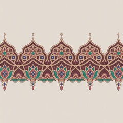 Elegant border composition with floral and geometric fusion, classical ornamentation, and rich cultural symbolism &mdash; ideal for interior accents, stationery, or curated design assets.