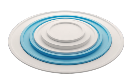Concentric Rings in Blue and White on White Background