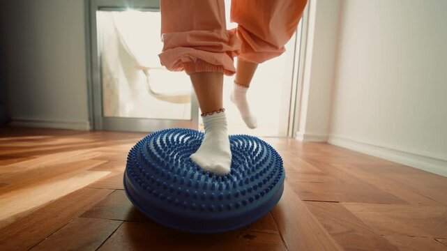 Healing environment emphasizing gentle steps on buoyant platform