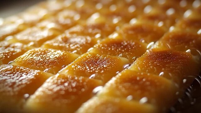 Delicious Golden Baklava Dessert with Sweet Syrup Glaze.