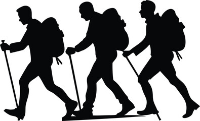 Group Hiking Silhouette Vector Transparent Background