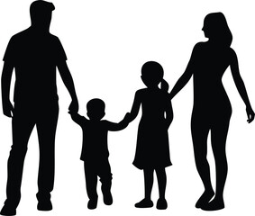 Inclusive Family Silhouette Vector Transparent Background